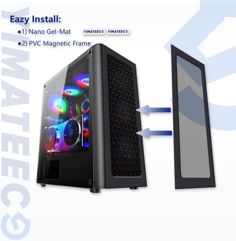 YIMATEECO فلتر غبار PC 360mmx120mm لمبرد الكمبيوتر/مزود الطاقة/الموجهات شبكة نايلون 80، إطار مغناطيسي، فلتر غبار مروحة الكمبيوتر، شبكات مروحة مقاومة للغبار (نايلون، 120 * 360mm، 4 قطع، أسود) - Image 2
